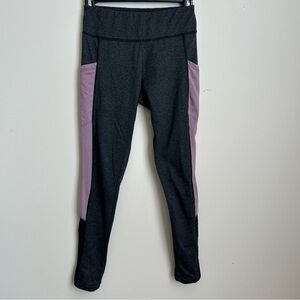 Yado Charcoal Purple Performance Fit Workout Mid-Rise Yoga Workout Leggings Sz S
